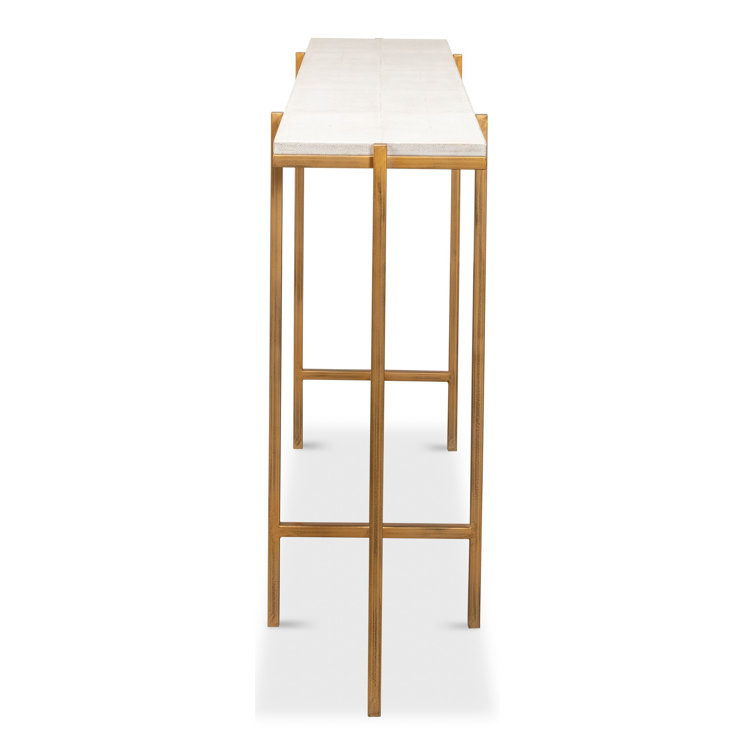Osprey White Shagreen Console Table with Metal Frame