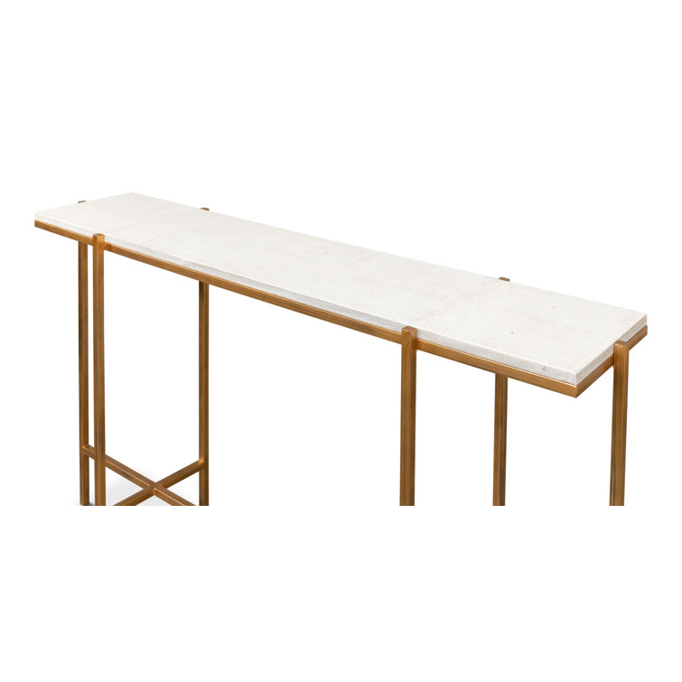 Osprey White Shagreen Console Table with Metal Frame