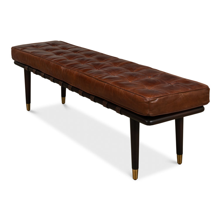 Prince Albert Genuine Leather Upholstered Bench