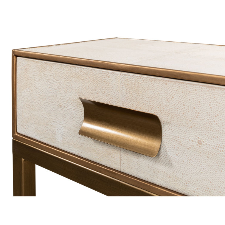 Osprey White Shagreen Console Table with Storage Drawers