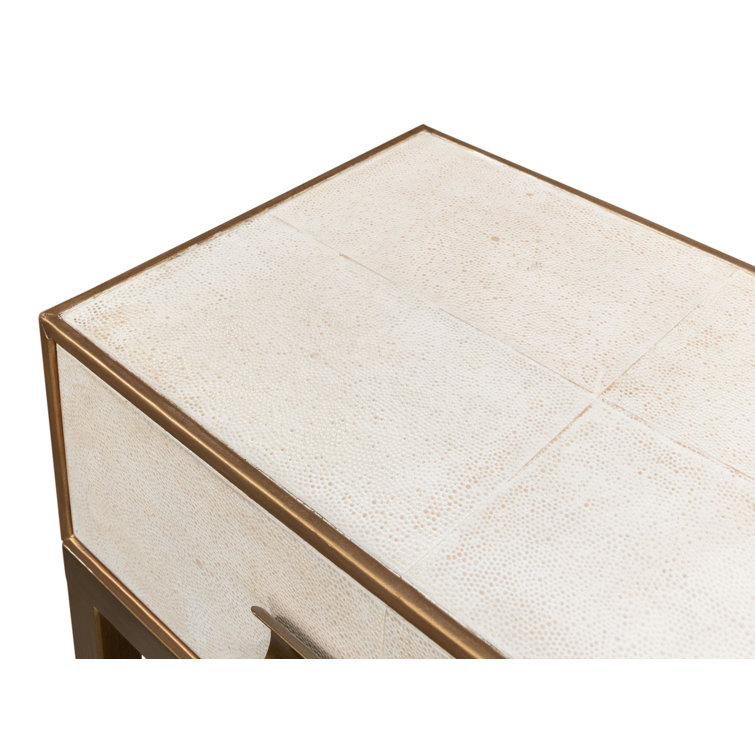 Osprey White Shagreen Console Table with Storage Drawers