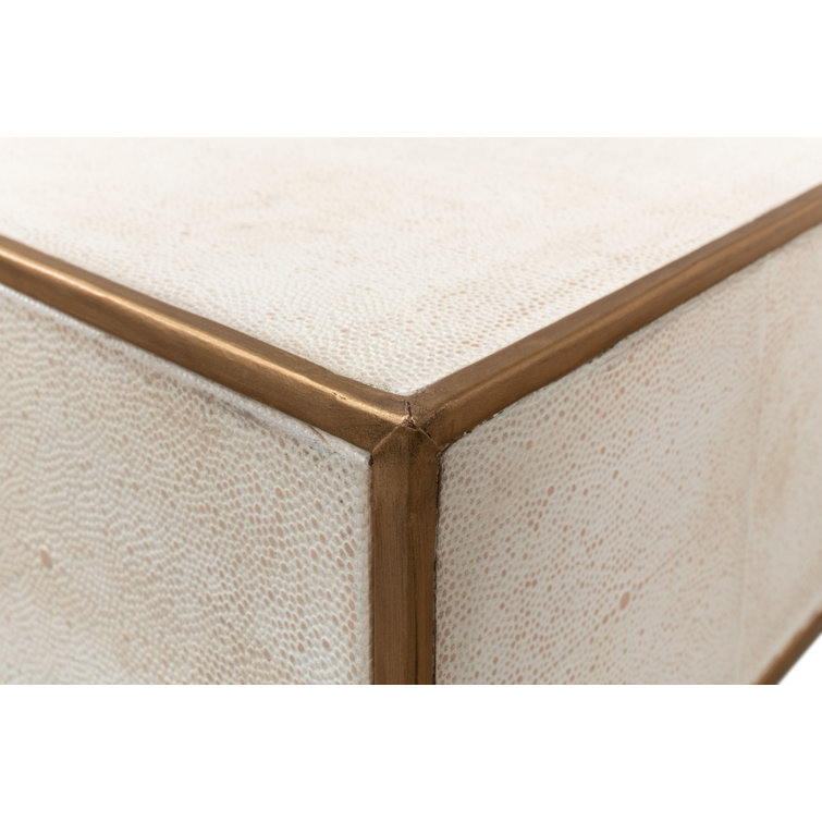 Osprey White Shagreen Console Table with Storage Drawers