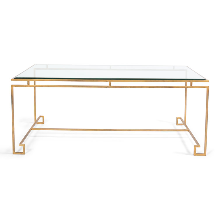 Parallel Sled 48'' Gold Metal and Glass Rectangular Coffee Table