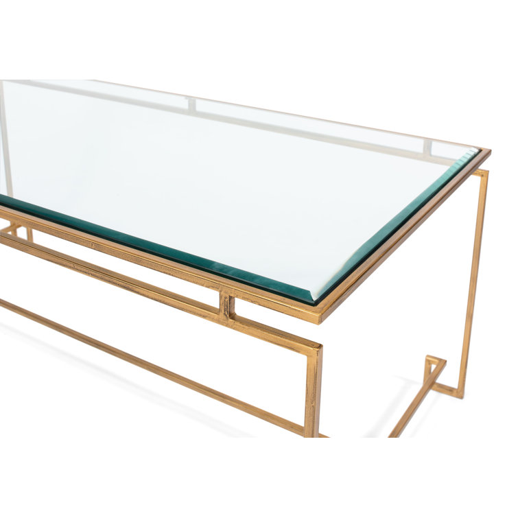 Parallel Sled 48'' Gold Metal and Glass Rectangular Coffee Table