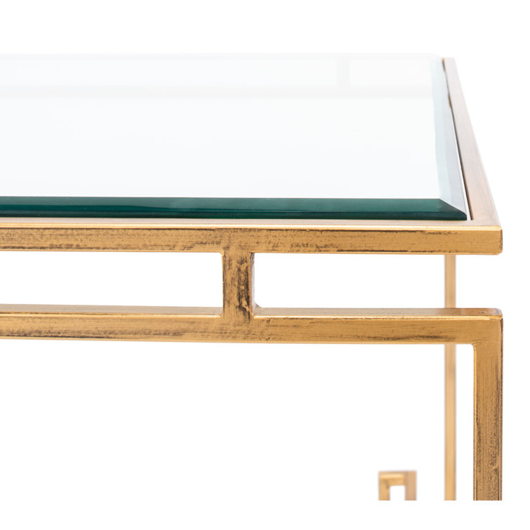 Parallel Sled 48'' Gold Metal and Glass Rectangular Coffee Table