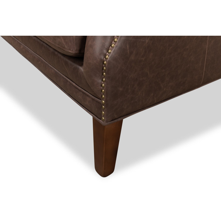 Brooks Transitional Brown Faux Leather Tufted Loveseat