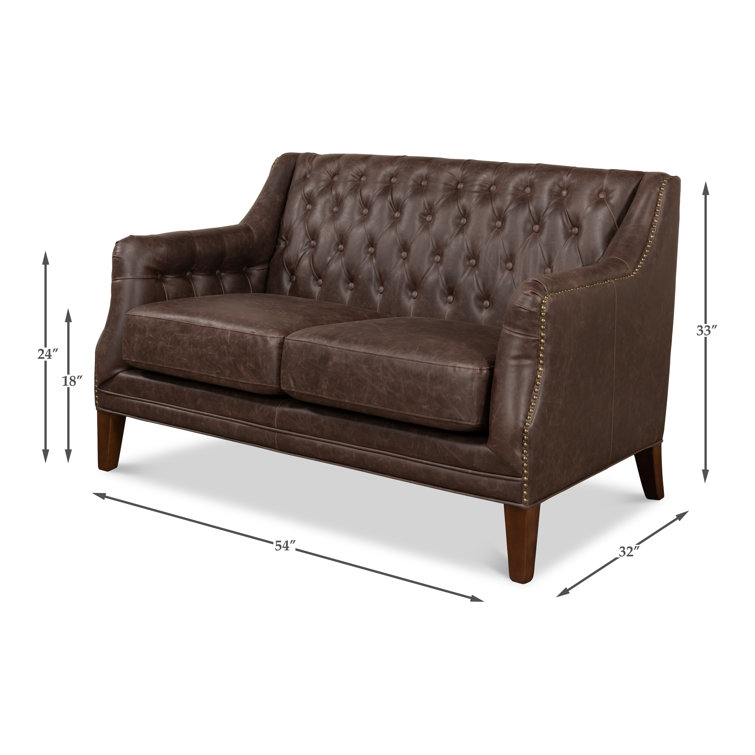 Brooks Transitional Brown Faux Leather Tufted Loveseat