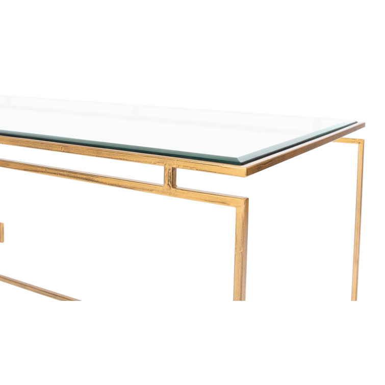 Parallel Sled 48'' Gold Metal and Glass Rectangular Coffee Table