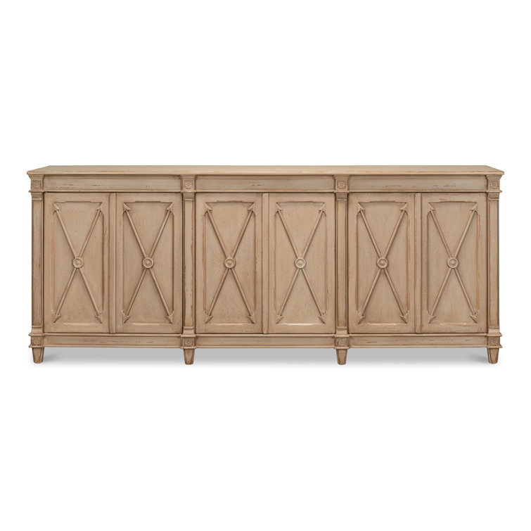 96'' Dark Beige Pine Traditional Sideboard