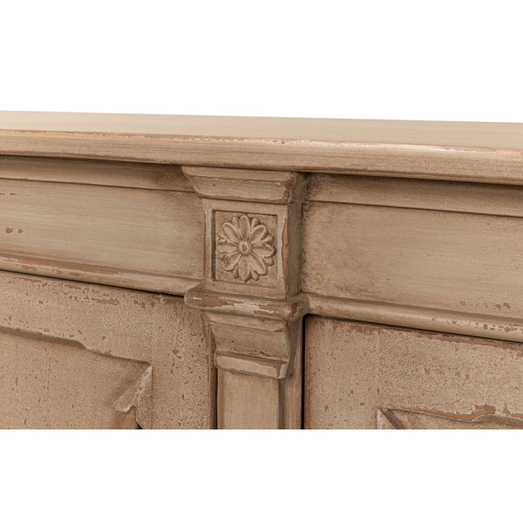 96'' Dark Beige Pine Traditional Sideboard