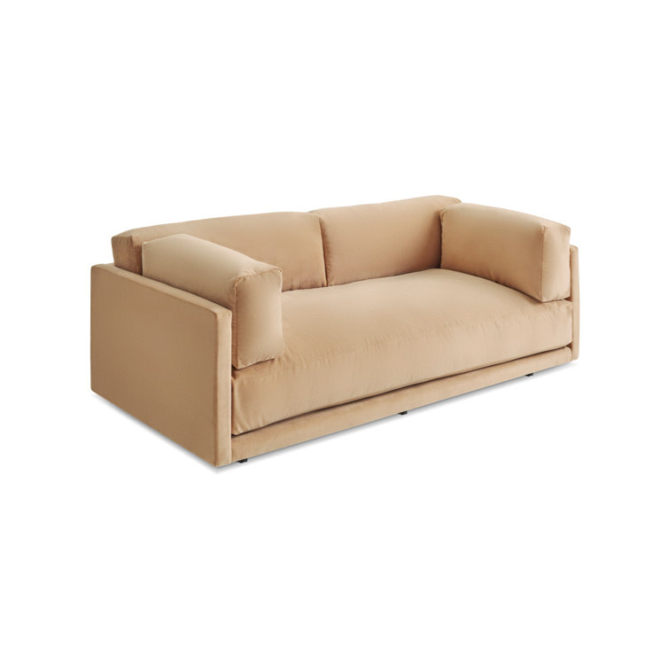 Sunday 82" Camel Velvet Sofa with Wood Legs