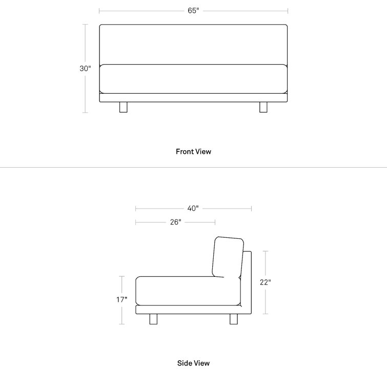 Camel Velvet Armless Sofa with Kiln Dried Hardwood Frame