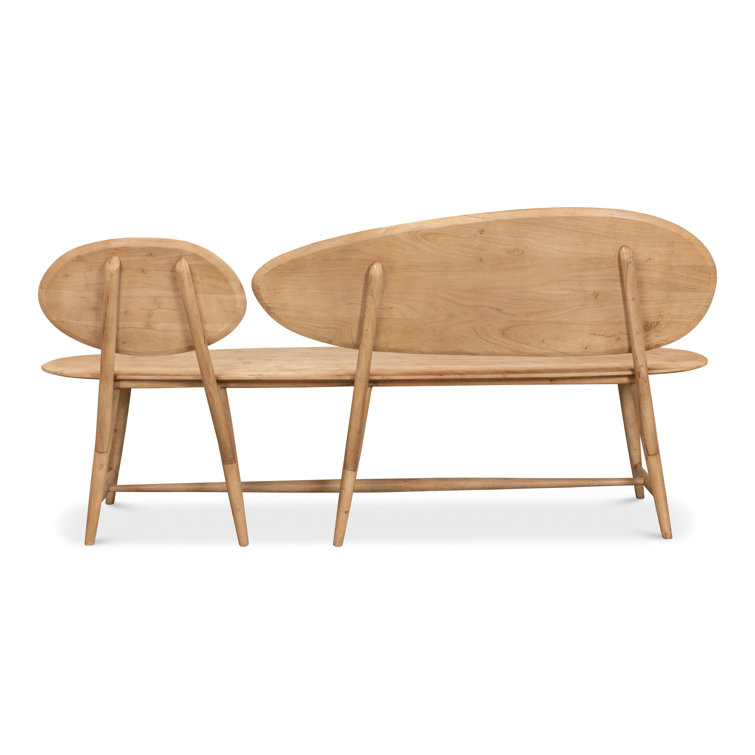 Pebble-Inspired Solid Acacia Wood 73'' Dining Bench in Moleskin Brown