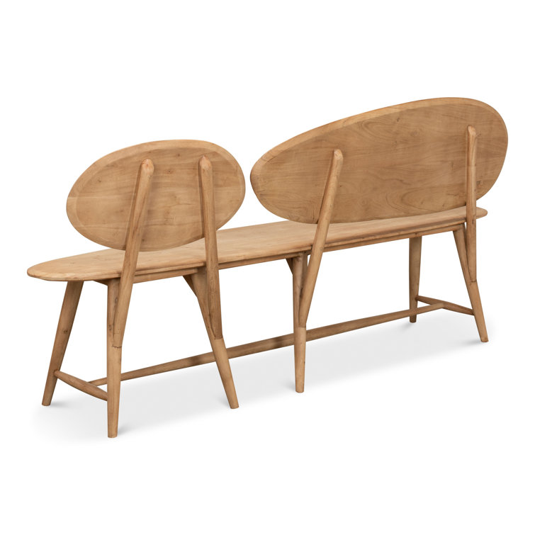 Pebble-Inspired Solid Acacia Wood 73'' Dining Bench in Moleskin Brown