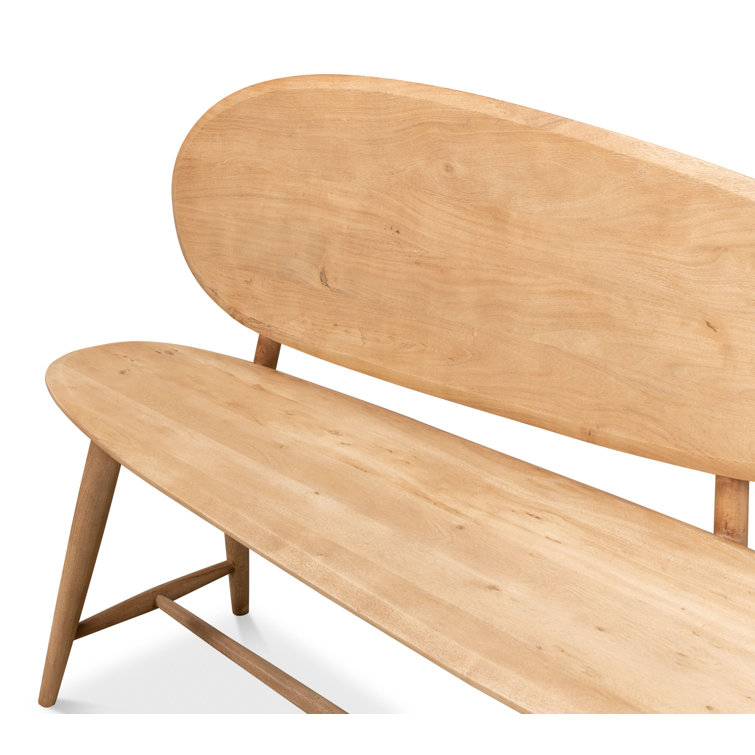 Pebble-Inspired Solid Acacia Wood 73'' Dining Bench in Moleskin Brown