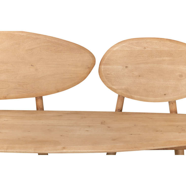 Pebble-Inspired Solid Acacia Wood 73'' Dining Bench in Moleskin Brown