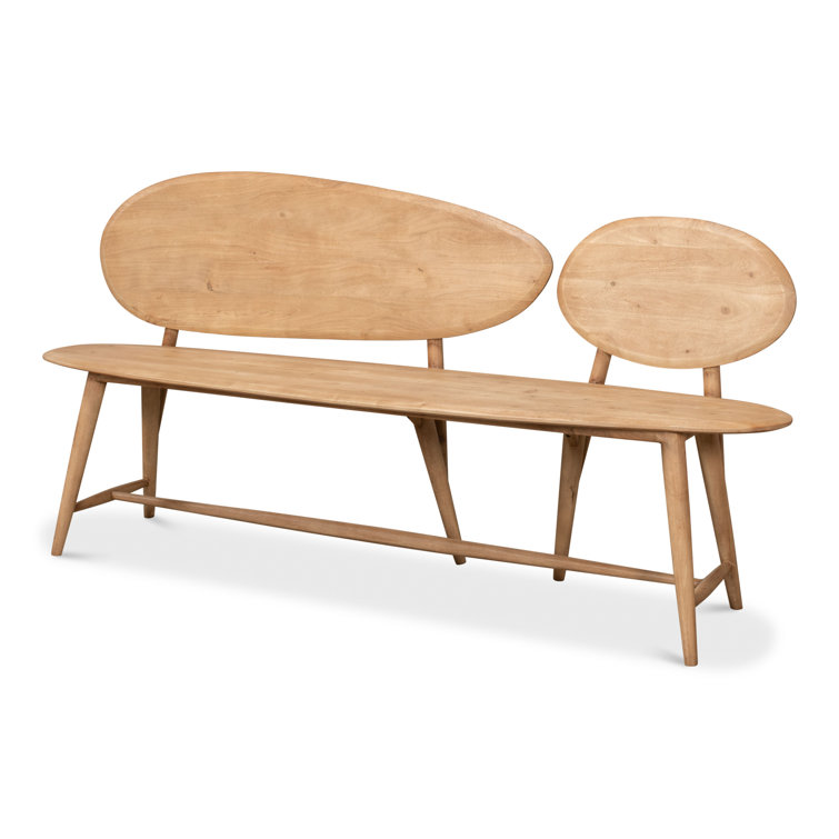 Pebble-Inspired Solid Acacia Wood 73'' Dining Bench in Moleskin Brown