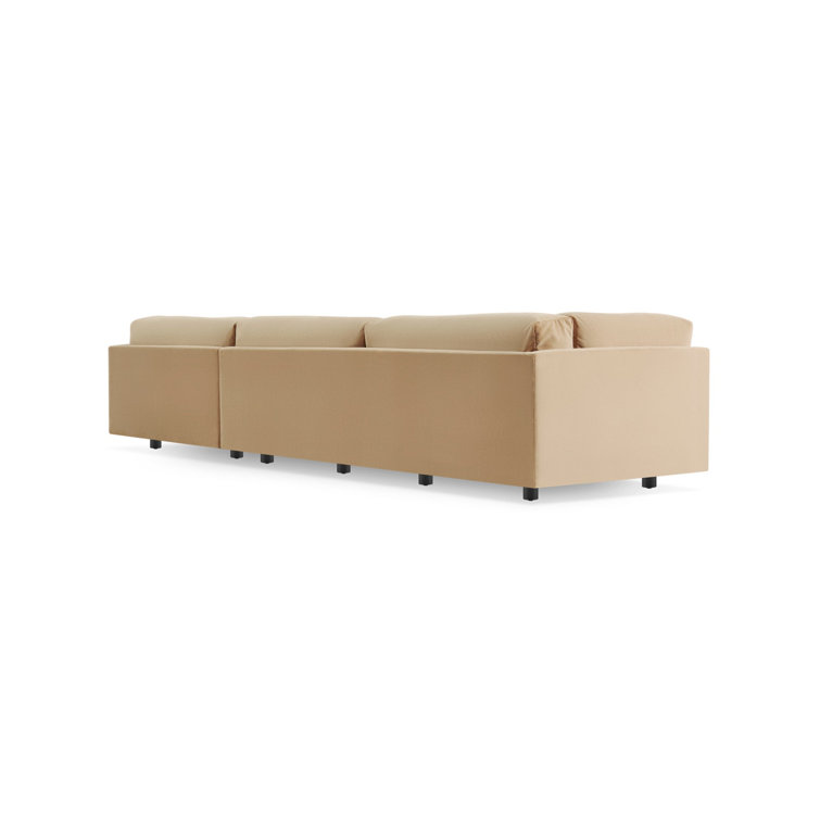 Sanford Black Fabric L-Shaped Sofa with Chaise