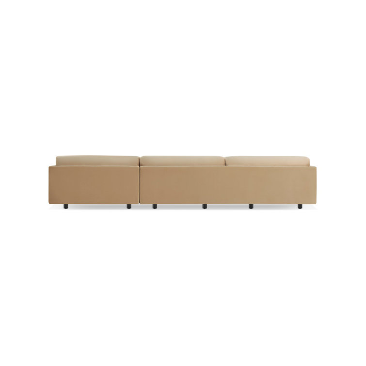 Sanford Black Fabric L-Shaped Sofa with Chaise