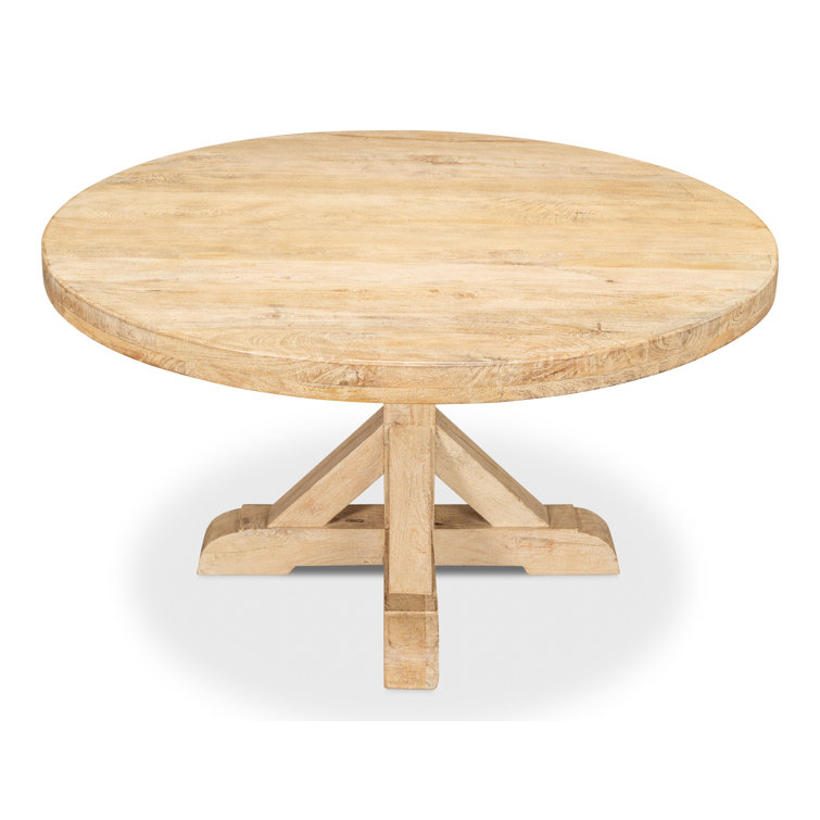 Natural Mango Wood Round Pedestal Dining Table