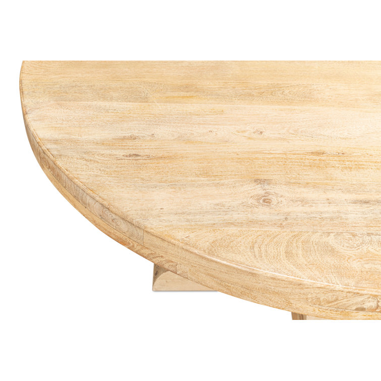 Natural Mango Wood Round Pedestal Dining Table
