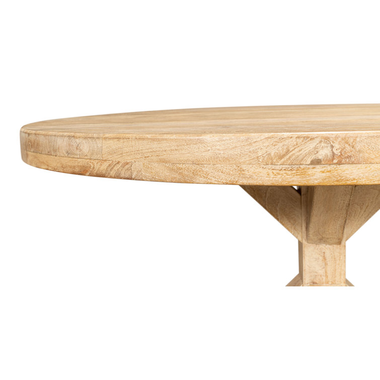 Natural Mango Wood Round Pedestal Dining Table