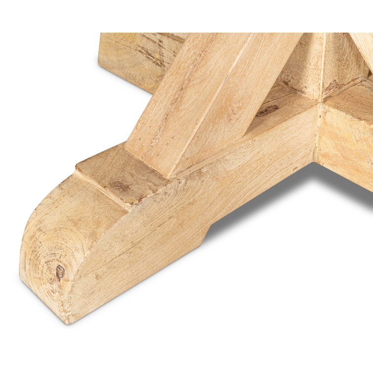Natural Mango Wood Round Pedestal Dining Table
