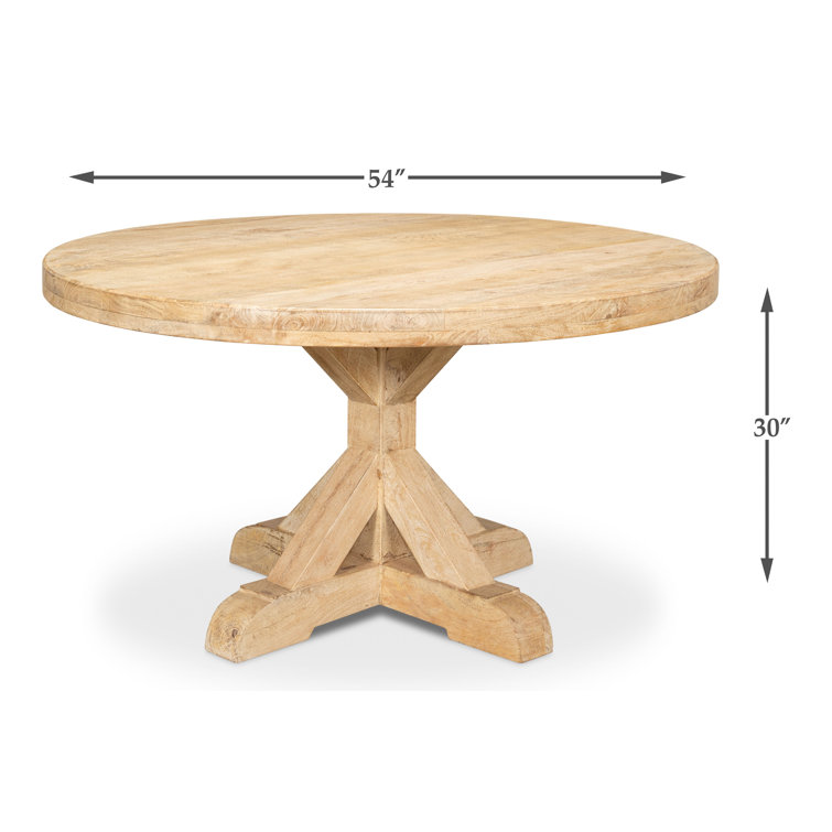 Natural Mango Wood Round Pedestal Dining Table