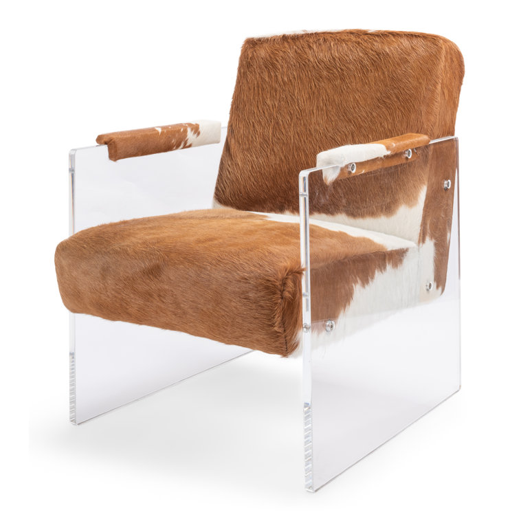 Transitional Holloway 32" Brown Leather & Acrylic Armchair