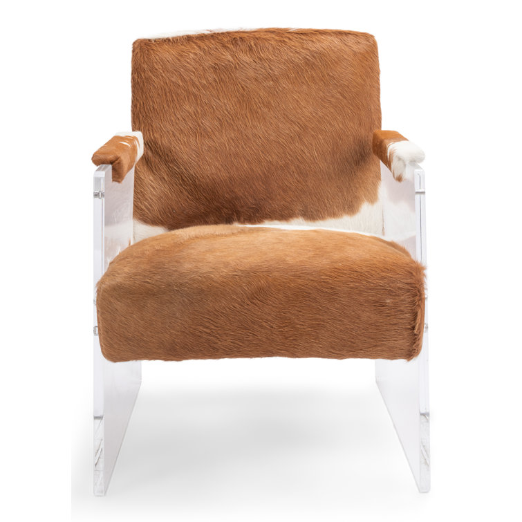 Transitional Holloway 32" Brown Leather & Acrylic Armchair