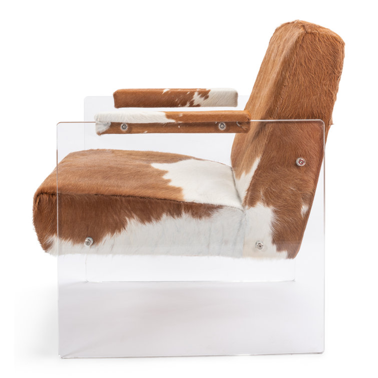 Transitional Holloway 32" Brown Leather & Acrylic Armchair