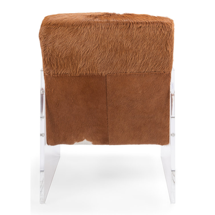 Transitional Holloway 32" Brown Leather & Acrylic Armchair