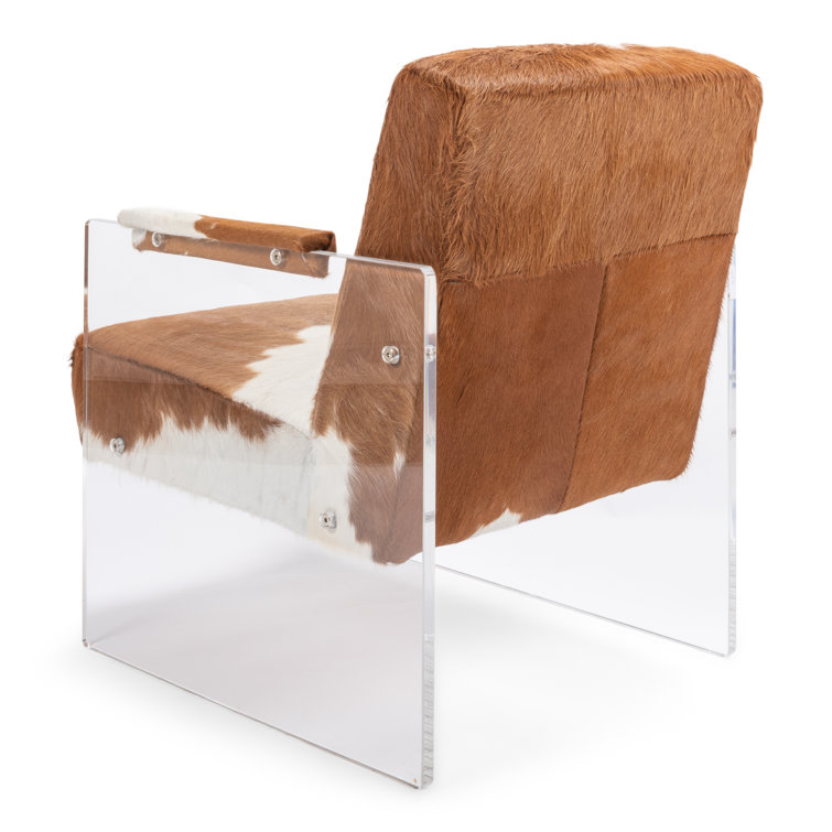 Transitional Holloway 32" Brown Leather & Acrylic Armchair