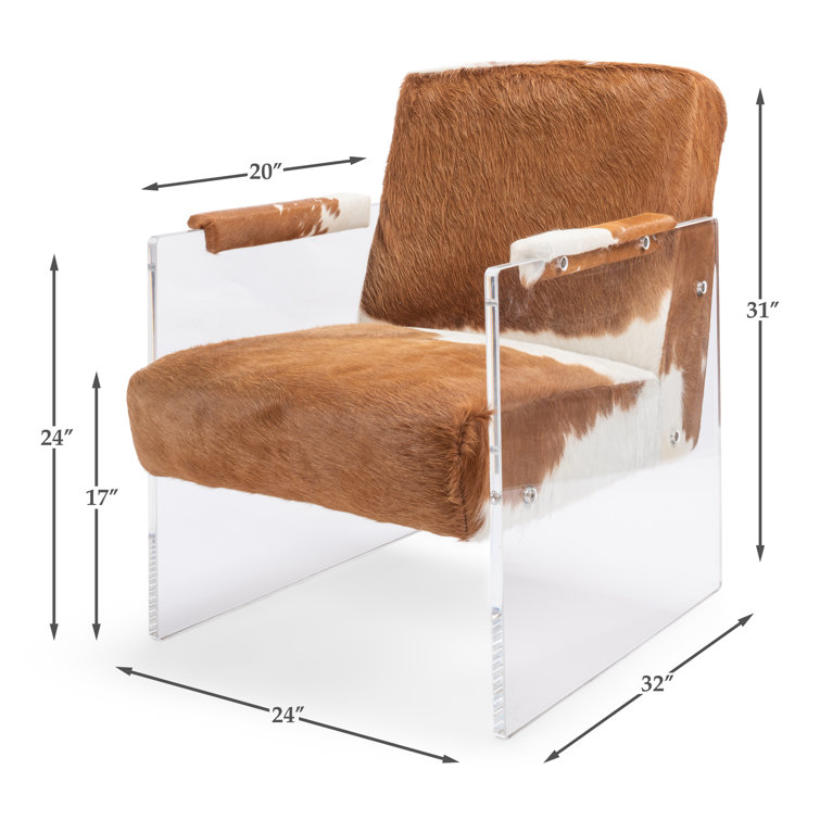 Transitional Holloway 32" Brown Leather & Acrylic Armchair