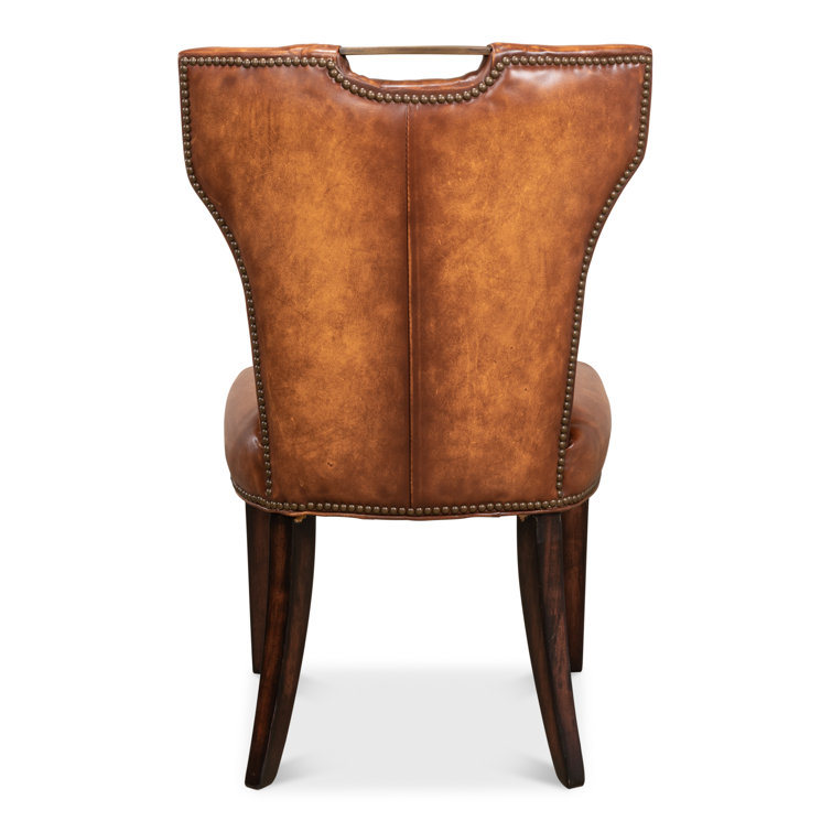 Broderick Traditional Brown Leather Upholstered Side Chair