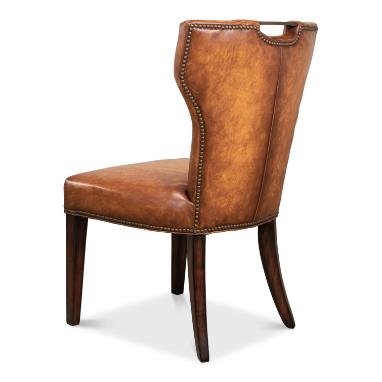 Broderick Traditional Brown Leather Upholstered Side Chair