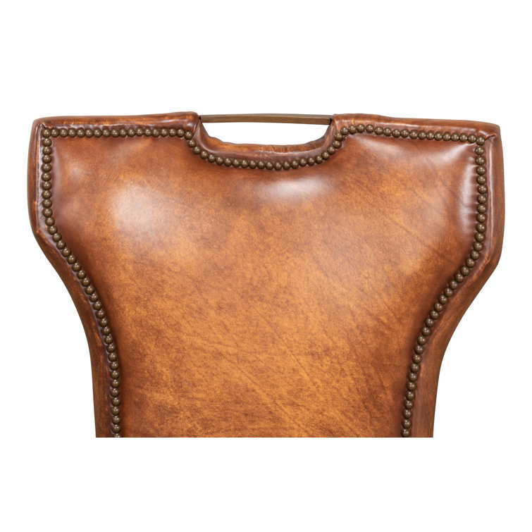 Broderick Traditional Brown Leather Upholstered Side Chair
