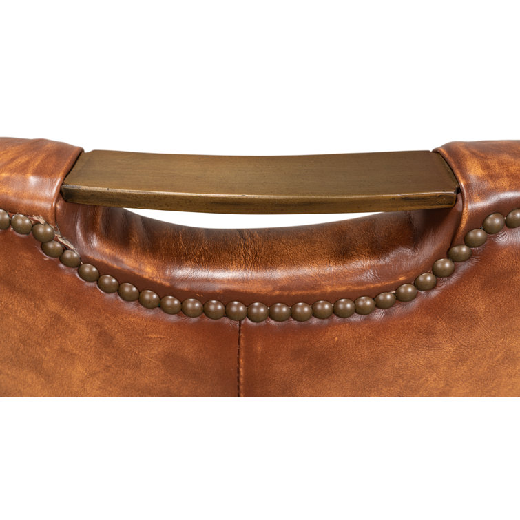 Broderick Traditional Brown Leather Upholstered Side Chair