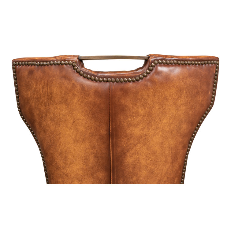 Broderick Traditional Brown Leather Upholstered Side Chair