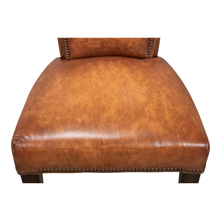 Broderick Traditional Brown Leather Upholstered Side Chair