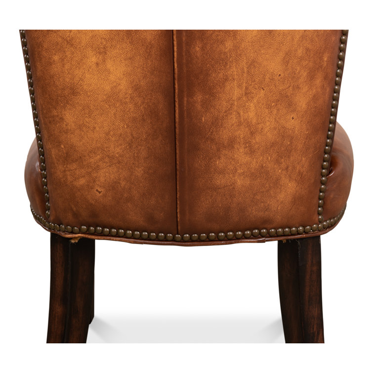 Broderick Traditional Brown Leather Upholstered Side Chair