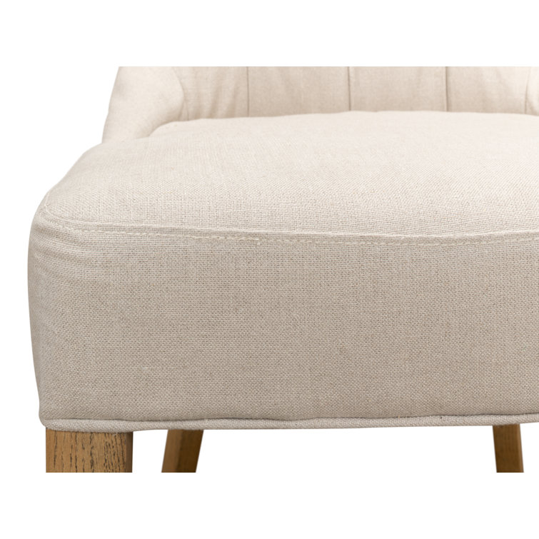 White Linen Upholstered Parsons Side Chair with Wood Frame