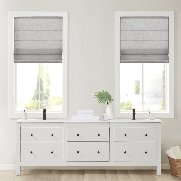 Gray Linen Blend Cordless Light Filtering Roman Shade