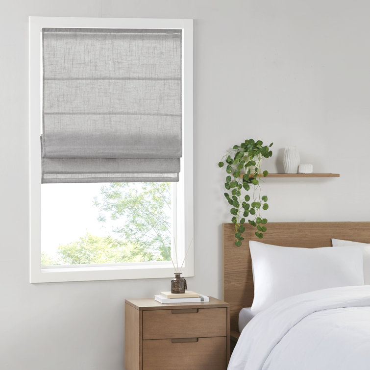 Gray Linen Blend Cordless Light Filtering Roman Shade