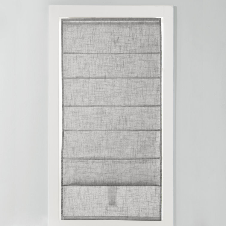 Gray Linen Blend Cordless Light Filtering Roman Shade