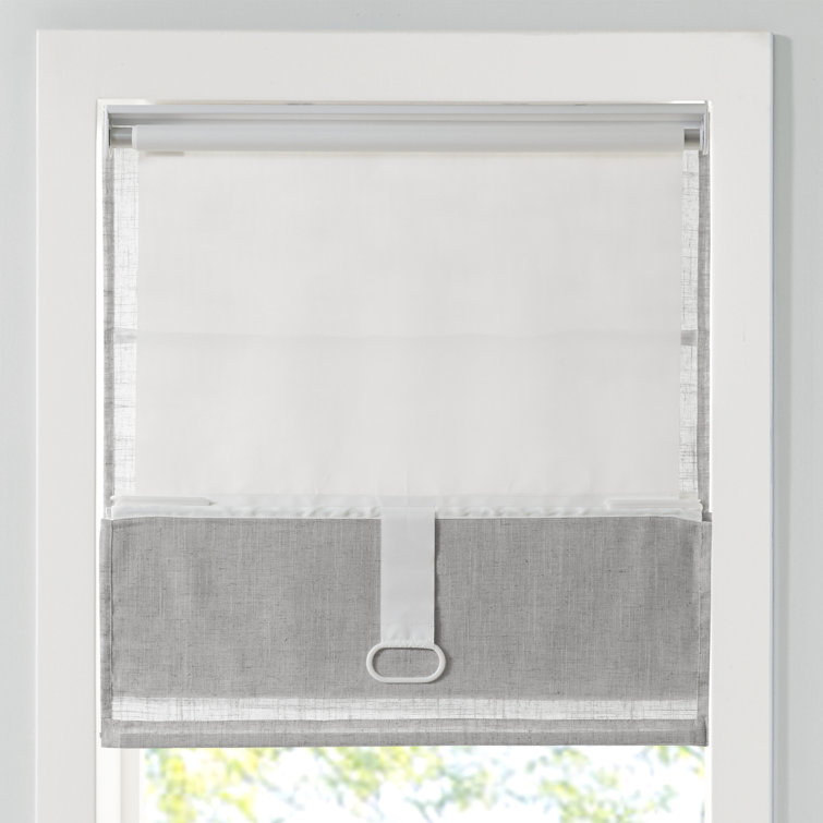 Gray Linen Blend Cordless Light Filtering Roman Shade