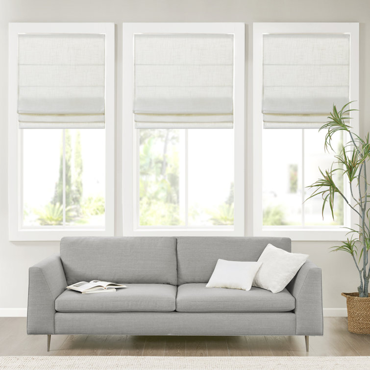 Kyler White Linen Blend Cordless Roman Shade 29" x 64"