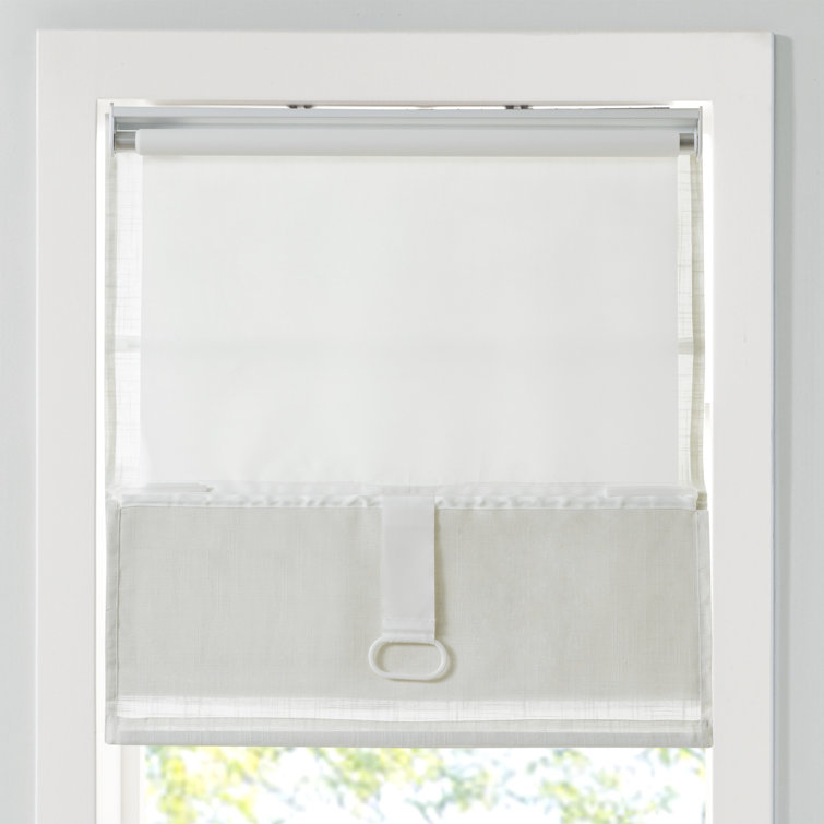 Kyler White Linen Blend Cordless Roman Shade 29" x 64"