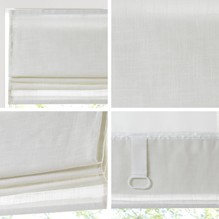 Kyler White Linen Blend Cordless Roman Shade 29" x 64"