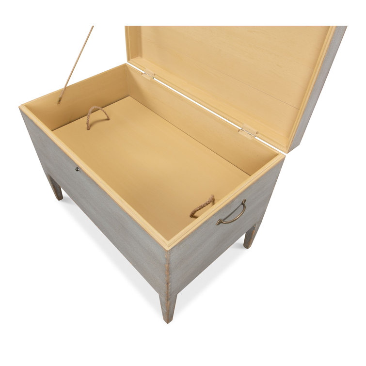 Gray Rectangular Wood and Metal Storage Trunk Table